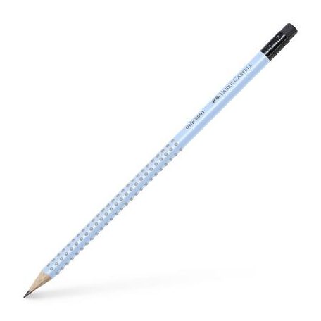 FABER-CASTELL Grafitceruza radírral, B, háromszögletű, FABER-CASTELL "Grip 2001", égkék