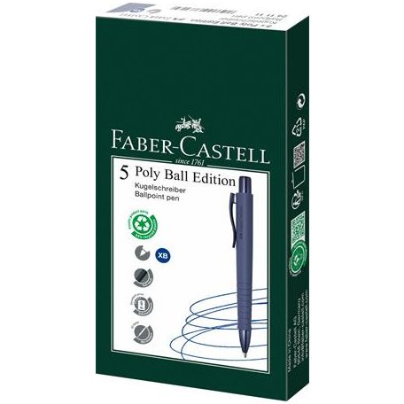 FABER-CASTELL Golyóstoll, 1 mm, XB, nyomógombos tolltest, kék alkonyat tolltest, FABER-CASTELL "Poly Ball Urban", kék