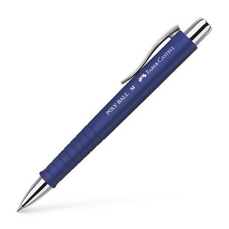 FABER-CASTELL Golyóstoll, 0,5 mm, nyomógombos, kék tolltest, FABER-CASTELL "Poly Ball", kék