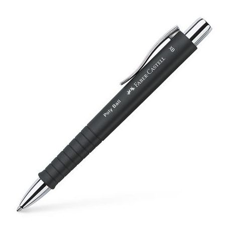 FABER-CASTELL Golyóstoll, 1 mm, XB, nyomógombos, fekete tolltest, FABER-CASTELL "Poly Ball", kék