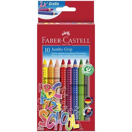FABER-CASTELL Színes ceruza készlet, háromszögeltű, vastag, FABER-CASTELL "Grip", 10 különböző szín