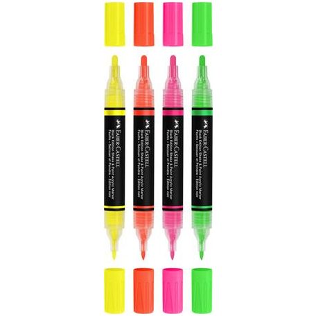FABER-CASTELL Dekormarker készlet, 1,0/3,0 mm, kétvégű, akril, FABER-CASTELL "Shake&Paint", 4 különböző neon szín