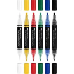   FABER-CASTELL Dekormarker készlet, 1,0/3,0 mm, kétvégű, akril, FABER-CASTELL "Shake&Paint", 6 különböző szín