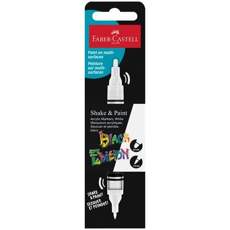 FABER-CASTELL Dekormarker, 1,0/3,0 mm, kétvégű, akril, FABER-CASTELL "Shake&Paint", fehér