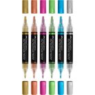 FABER-CASTELL Dekormarker készlet, 1,0/3,0 mm, kétvégű, akril, FABER-CASTELL "Shake&Paint", 6 különböző metál szín