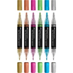   FABER-CASTELL Dekormarker készlet, 1,0/3,0 mm, kétvégű, akril, FABER-CASTELL "Shake&Paint", 6 különböző metál szín