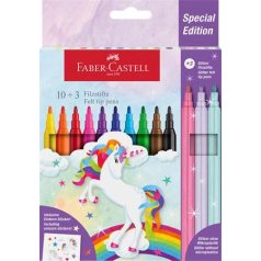   FABER-CASTELL Filctoll készlet, FABER-CASTELL "Unikornis" 10 különböző szín + 3 csillámos