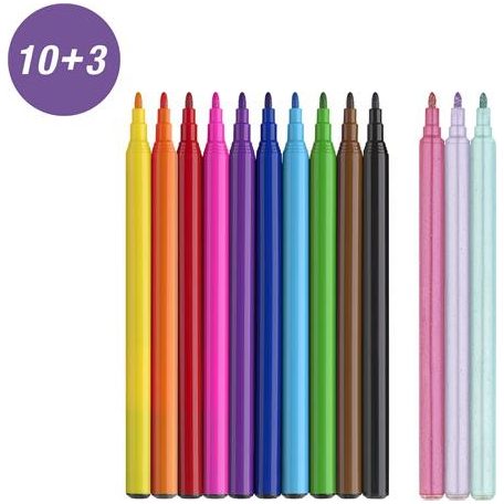 FABER-CASTELL Filctoll készlet, FABER-CASTELL "Unikornis" 10 különböző szín + 3 csillámos