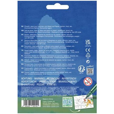 FABER-CASTELL Filctoll készlet, FABER-CASTELL "Dinoszaurusz" 10 különböző szín + 3 metál