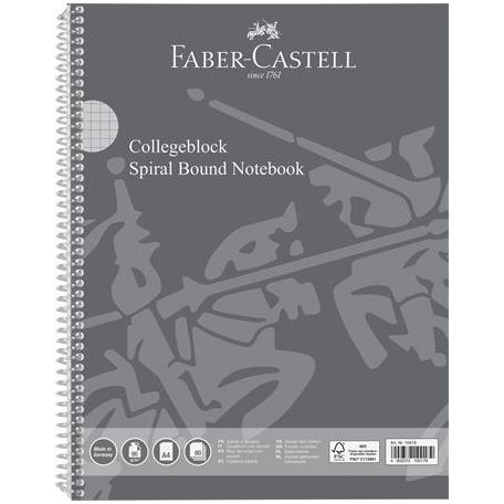 FABER-CASTELL Spirálfüzet, A4, kockás, 80 lap, perforált, lyukasztott, FABER-CASTELL