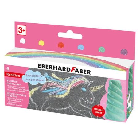EBERHARD FABER Aszfaltkréta, unikornis szarv formájú, EBERHARD FABER, 6 csillámos szín