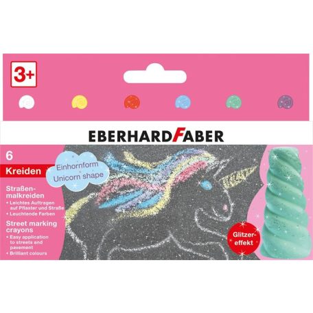 EBERHARD FABER Aszfaltkréta készlet, EBERHARD-FABER "Unikornis", 6 csillámos szín