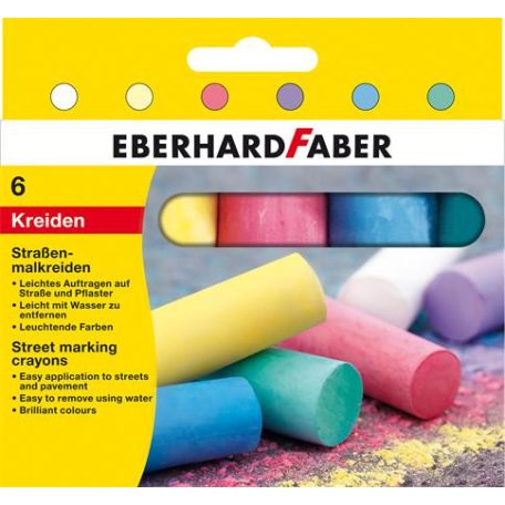 EBERHARD FABER Aszfaltkréta, henger alakú, EBERHARD FABER, 6 különböző szín