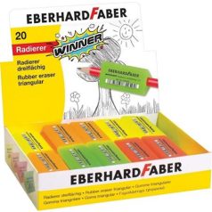   EBERHARD FABER Radír display, ceruzafogó, háromszögletű, EBERHARD FABER "Winner", vegyes neon színek