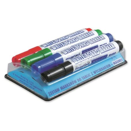 GRANIT Táblamarker készlet, 2-3 mm, kúpos, mágneses tolltartóval, GRANIT "M460", 4 különböző szín