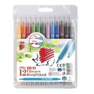 ICO Filctoll készlet, 1/3 mm, kétvégű, ICO "Süni 300 DUO", 12 különböző szín