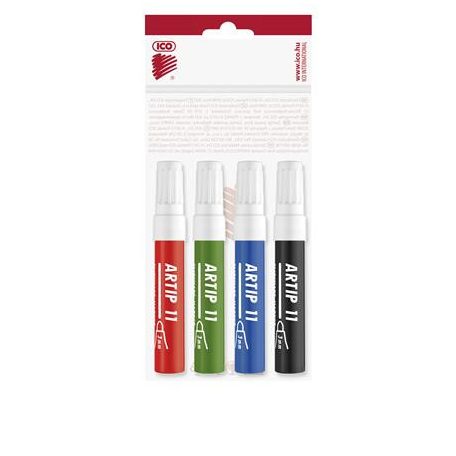 ICO Flipchart marker készlet, 1-3 mm, kúpos, ICO "Artip 11", 4 különböző szín