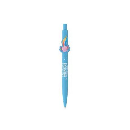 ICO Golyóstoll, 0,8 mm, nyomógombos, kék tolltest, ICO "Axolotl", kék