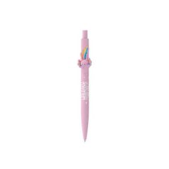   ICO Golyóstoll, 0,8 mm, nyomógombos, rózsaszín tolltest, ICO "Axolotl", kék