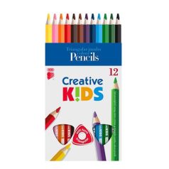   ICO Színes ceruza készlet, háromszögletű, vastag, ICO "Creative kids", 12 különböző szín