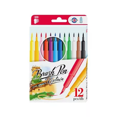 ICO Ecsetirón készlet, ICO "Brush Pen", 12 különböző szín