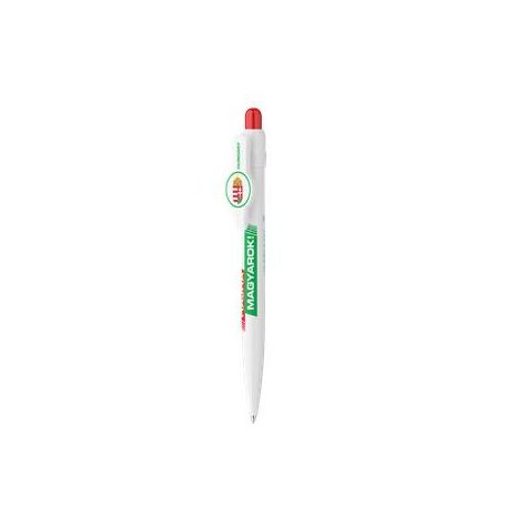 ICO Golyóstoll, 0,8 mm, nyomógombos, fehér tolltest, ICO "Hajrá Magyarok", kék