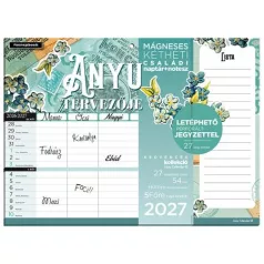   LIZZYCALENDAR Falinaptár, mágneses, kétheti, jegyzettömbbel, 22x30 cm, LIZZYCALENDAR "Anyu tervezője Scrapbook Style"