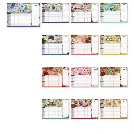 LIZZYCALENDAR Falinaptár, mágneses, kétheti, jegyzettömbbel, 22x30 cm, LIZZYCALENDAR "Anyu tervezője Scrapbook Style"