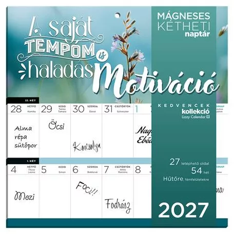 LIZZYCALENDAR Falinaptár, mágneses, kétheti, 22x22 cm, LIZZYCALENDAR "Motiváció"