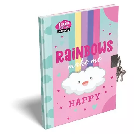 LIZZYSULI Emlékkönyv, lakattal, A5, keményfedeles, LIZZYSULI, "Lollipop Rainbow"
