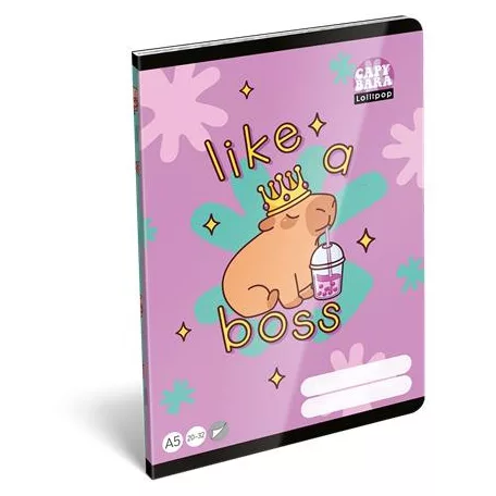 LIZZYSULI Füzet, tűzött, A5, sima, 32 lap LIZZYSULI, "Lollipop Capybara", "20-32"