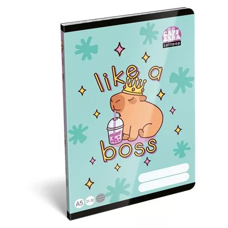 LIZZYSULI Füzet, tűzött, A5, vonalas, 32 lap, 4-8. osztály, LIZZYSULI, "Lollipop Capybara","21-32"