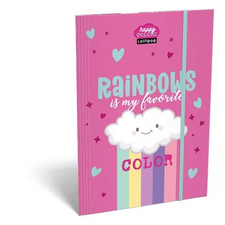 LIZZYSULI Gumis mappa, karton, A4, LIZZYSULI, "Lollipop Rainbow"