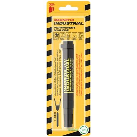 ICO Alkoholos marker, ipari, 1-3 mm, kúpos, mágnessel, ICO "Magnetic industrial permanent 11 XXL", fekete