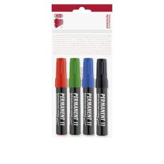   ICO Alkoholos marker készlet, 1-3 mm, kúpos, ICO "Permanent 11", 4 különböző szín