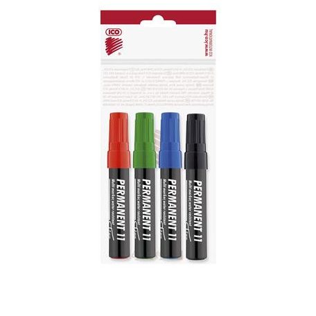 ICO Alkoholos marker készlet, 1-3 mm, kúpos, ICO "Permanent 11", 4 különböző szín