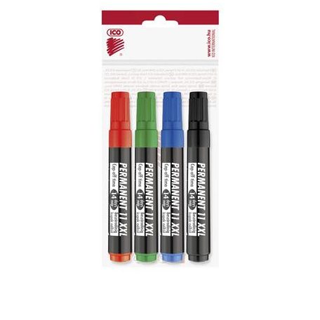 ICO Alkoholos marker készlet, 1-3 mm, kúpos, ICO "Permanent 11 XXL", 4 különböző szín