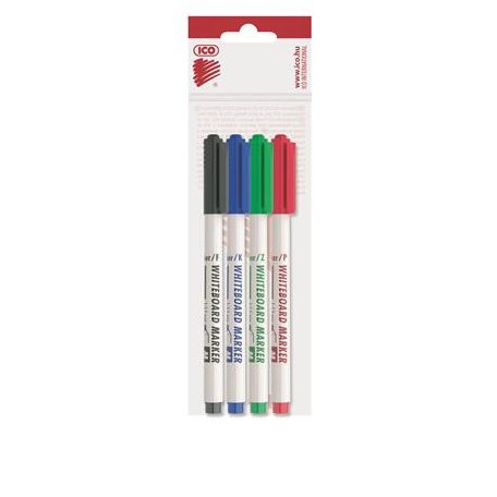 ICO Tábla- és flipchart marker készlet, 1-1,5 mm, kúpos, ICO "Slim M", 4 különböző szín