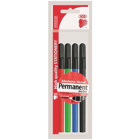 ICO Alkoholos marker készlet, OHP, 1 mm, M, ICO, 4 különböző szín