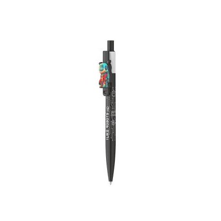 ICO Golyóstoll, 0,8 mm, nyomógombos, ICO "Robot", fekete