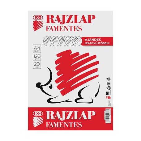 ICO Rajzlap, famentes, A4, 120 g/m2, ICO "Süni"