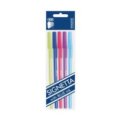   ICO Golyóstoll készlet, 0,7 mm, kupakos, 5 különböző testszín, ICO "Signetta Mix", kék