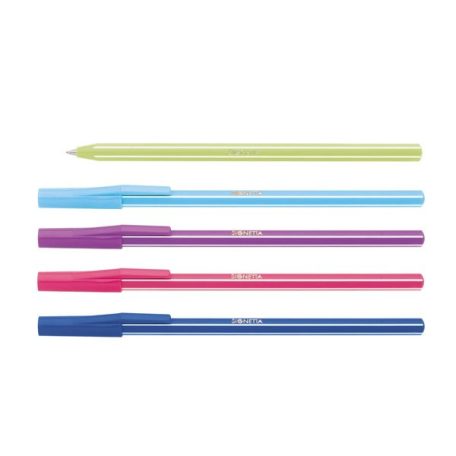 ICO Golyóstoll, 0,7 mm, kupakos, henger alakú tartóban, ICO "Signetta Mix", kék