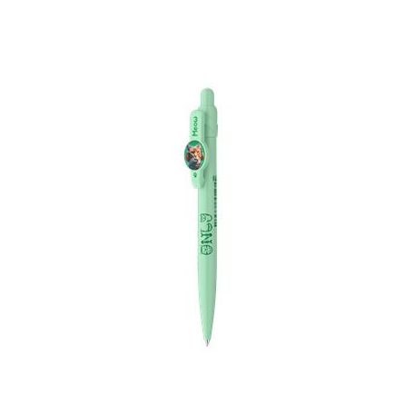 ICO Golyóstoll display, 0,8 mm, nyomógombos, cicás tolltest, ICO "Cat", kék