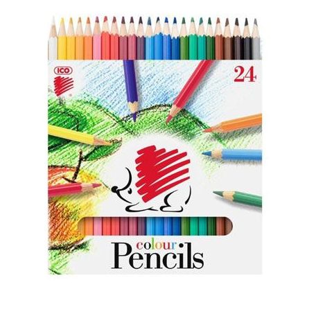 ICO Színes ceruza készlet, hatszögletű, ICO "Süni", 24 különböző szín