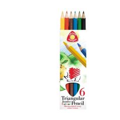   ICO Színes ceruza készlet, háromszögletű, vastag, ICO "Süni", 6 különböző szín
