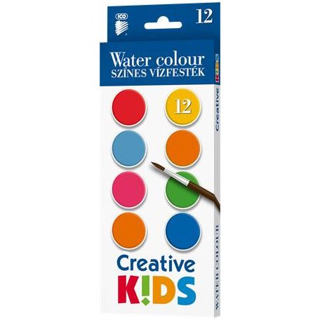 ICO Vízfesték, 12 darabos, 28 mm, ICO "Creative Kids"