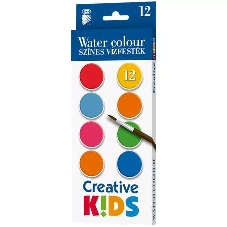 ICO Vízfesték, 12 darabos, 28 mm, ICO "Creative Kids"