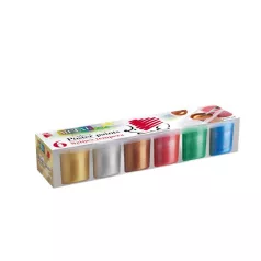   ICO Tempera készlet, tégelyes, ICO "Süni", 6 különböző metal szín