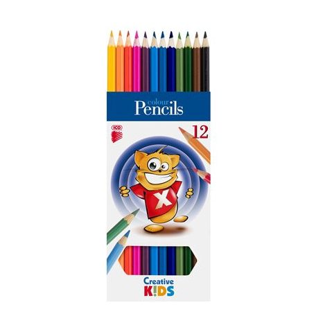 ICO Színes ceruza készlet, hatszögletű, ICO "Creative Kids", 12 különböző szín